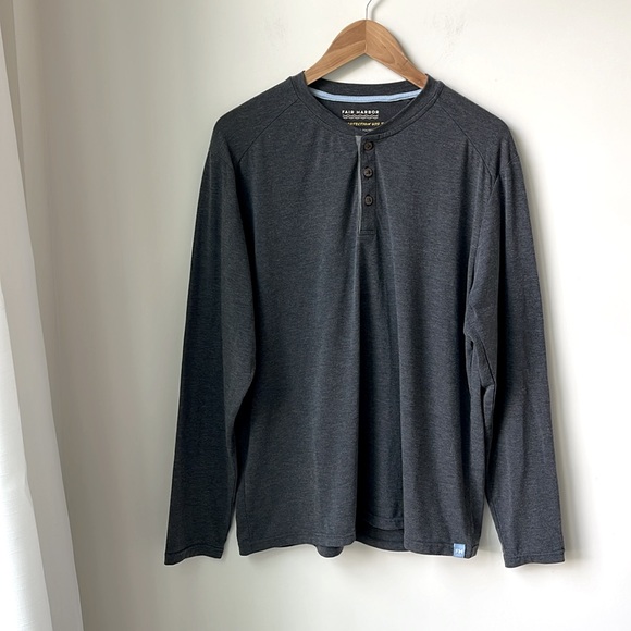 Fair Harbor Sun Protection Henley Shirt in Grey UPF 50 Outdoor Hiking Size L - Picture 1 of 8